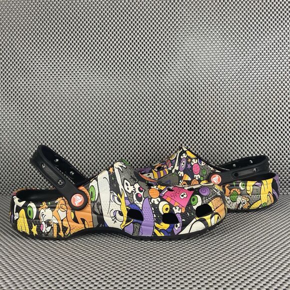 Disney Mickey Halloween Print Adult Clogs Mens 9 Womens Black Slip On Shoes - Picture 4 of 10